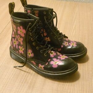 Dr. Martens 1460 J Pansy Patent Leather Combat Boots Lace Up Floral Ankle 5